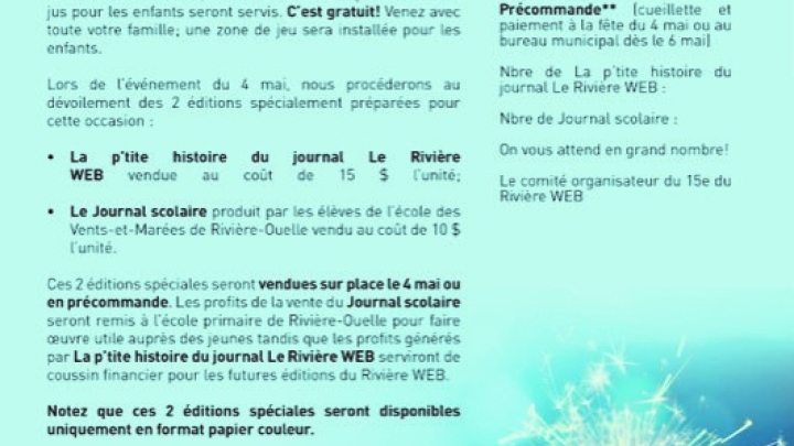 15 ans du Rivière WEB, venez célébrer avec nous! Événement gratuit - Inscription requise