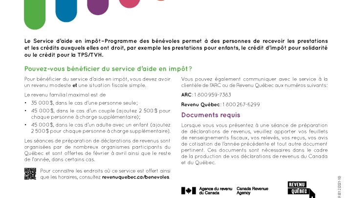 Service d'aide en impôt - Programme des bénévoles