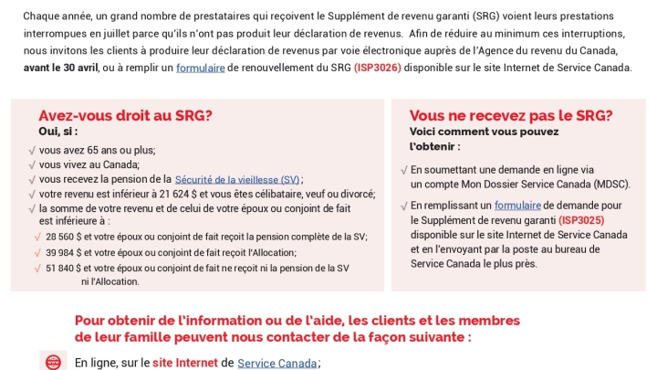 Campagne du Supplément de revenu garanti 2024