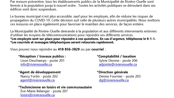Message important COVID-19
