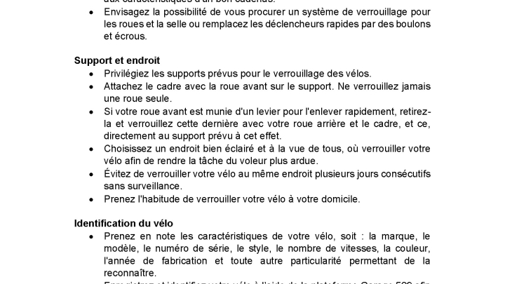 Prévenir les vols de vélos
