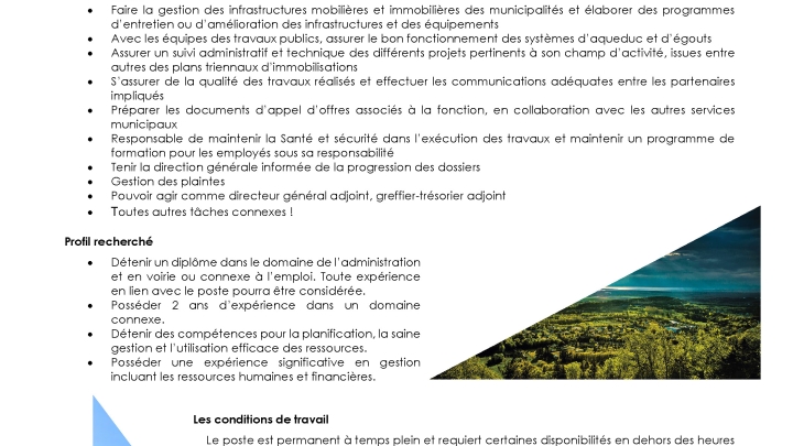 Les Municipalités de Rivière-Ouelle, Saint-Pacôme et de Saint-Denis-De La Bouteillerie recrutent un Directeur des opérations