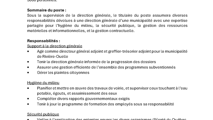 Offre d'emploi : Directeur(trice) des opérations DGA