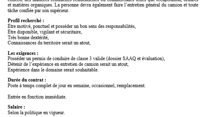 Offre d'emploi