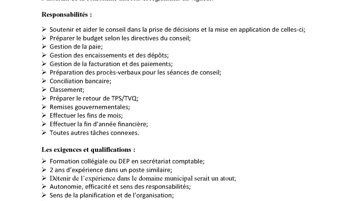 Offre d'emploi | Régie intermunicipale des Matières résiduelles du Kamouraska-Ouest