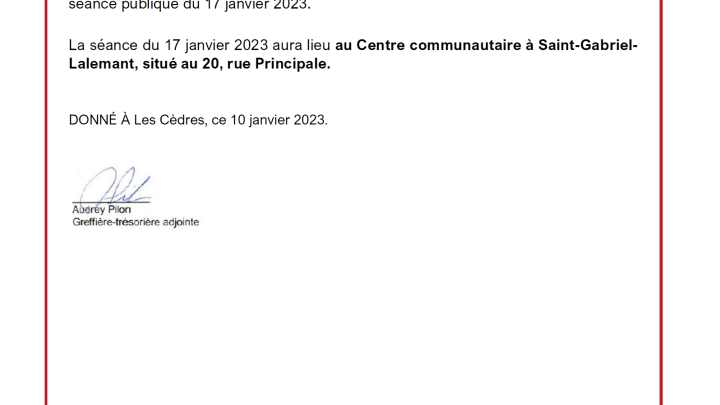 Prochaine séance publique de la Régie
