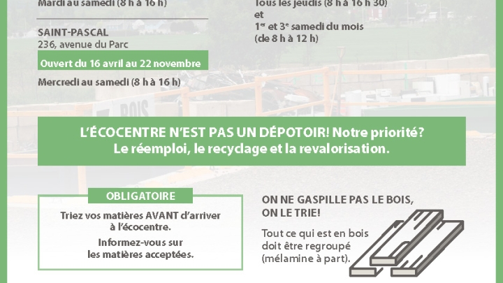 Ouverture des écocentres