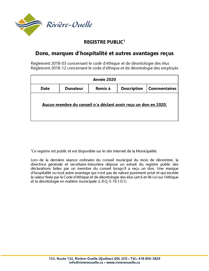 REGISTRE PUBLIC