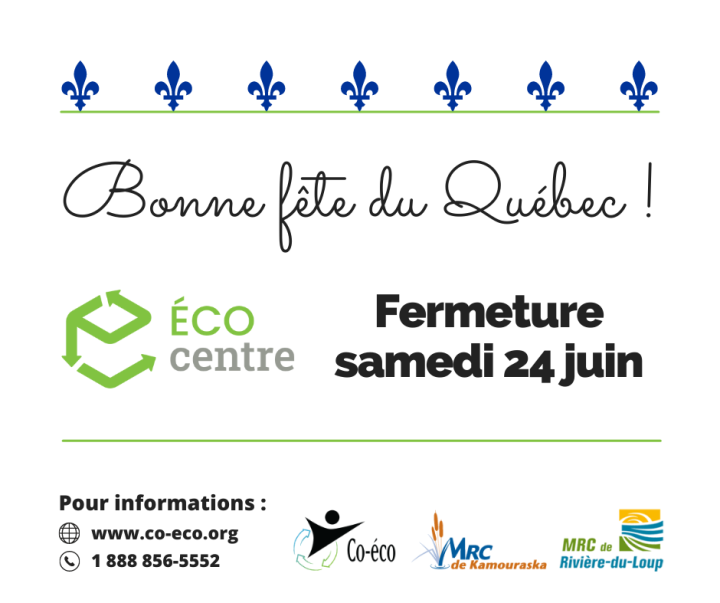 Éco-centre - Fermeture 24 juin