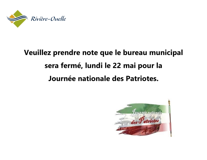 Bureau municipal fermé - congé