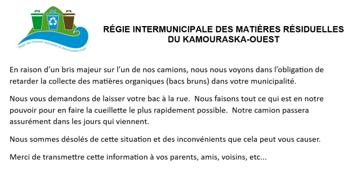 Collecte de bacs brun - reporté
