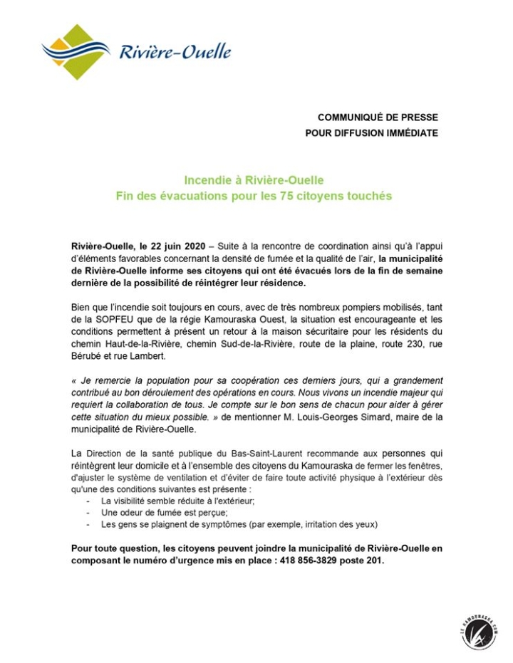 Fin des évacuations