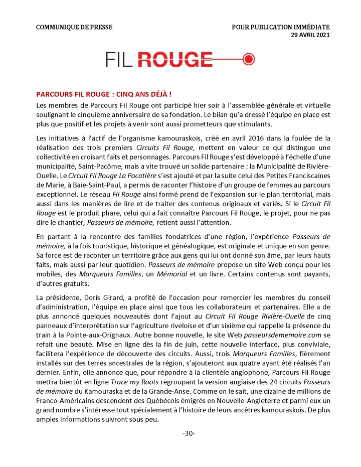 Parcours Fil Rouge : cinq ans déjà