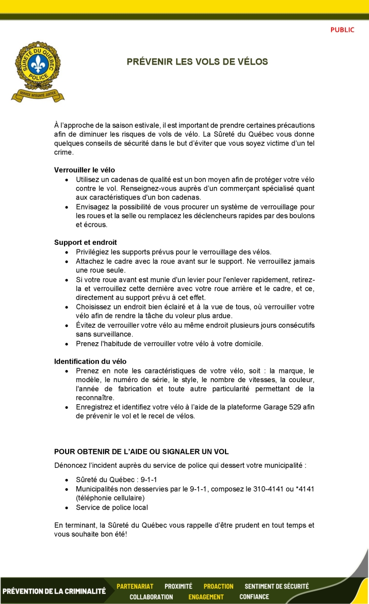 Prévenir les vols de vélos