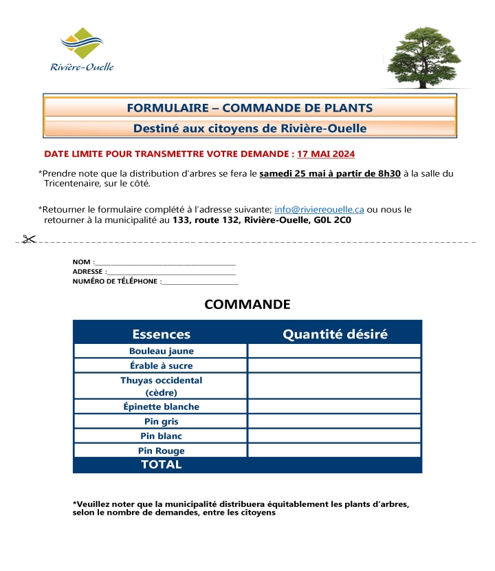 Commande de petits arbres
