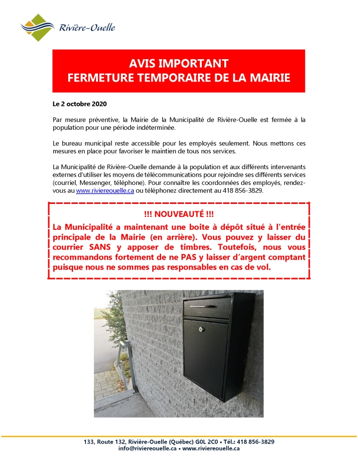 LA MAIRIE EST FERMÉE