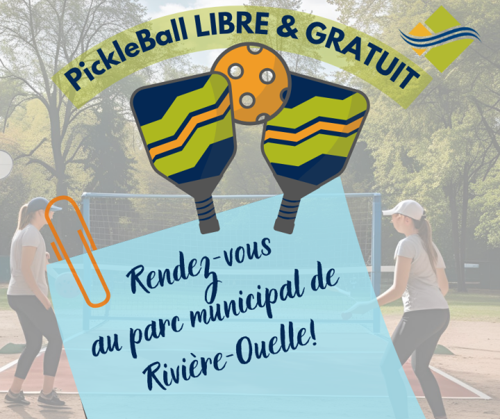 Pickleball libre et gratuit à Rivière-Ouelle!
