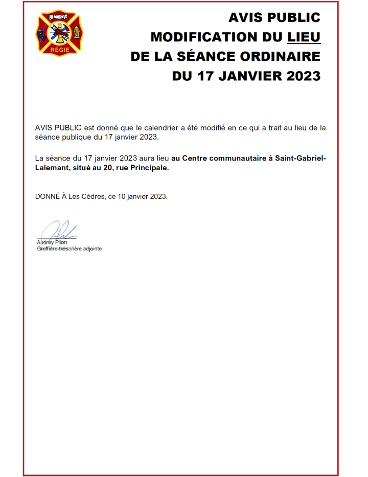 Prochaine séance publique de la Régie