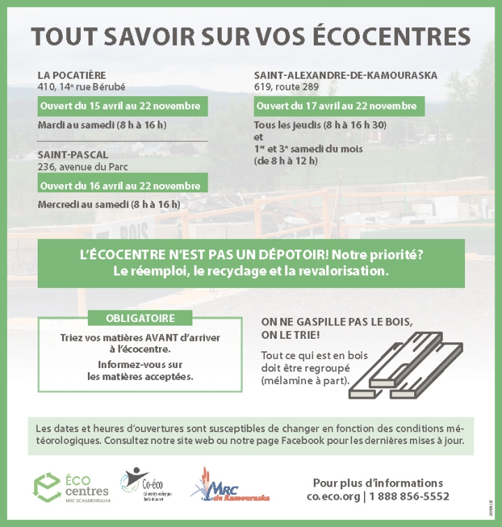 Ouverture des écocentres