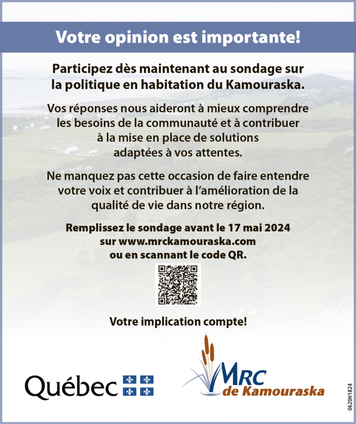 Un sondage pour connaitre les besoins et préoccupations des citoyens du Kamouraska en habitation