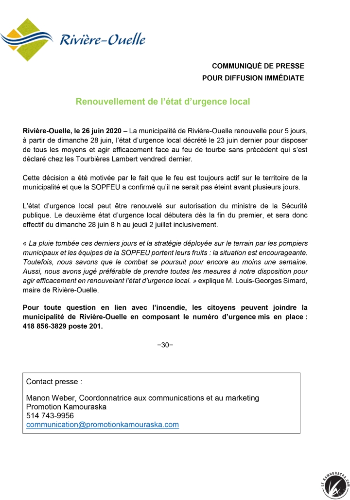 Renouvellement de l'état d'urgence local