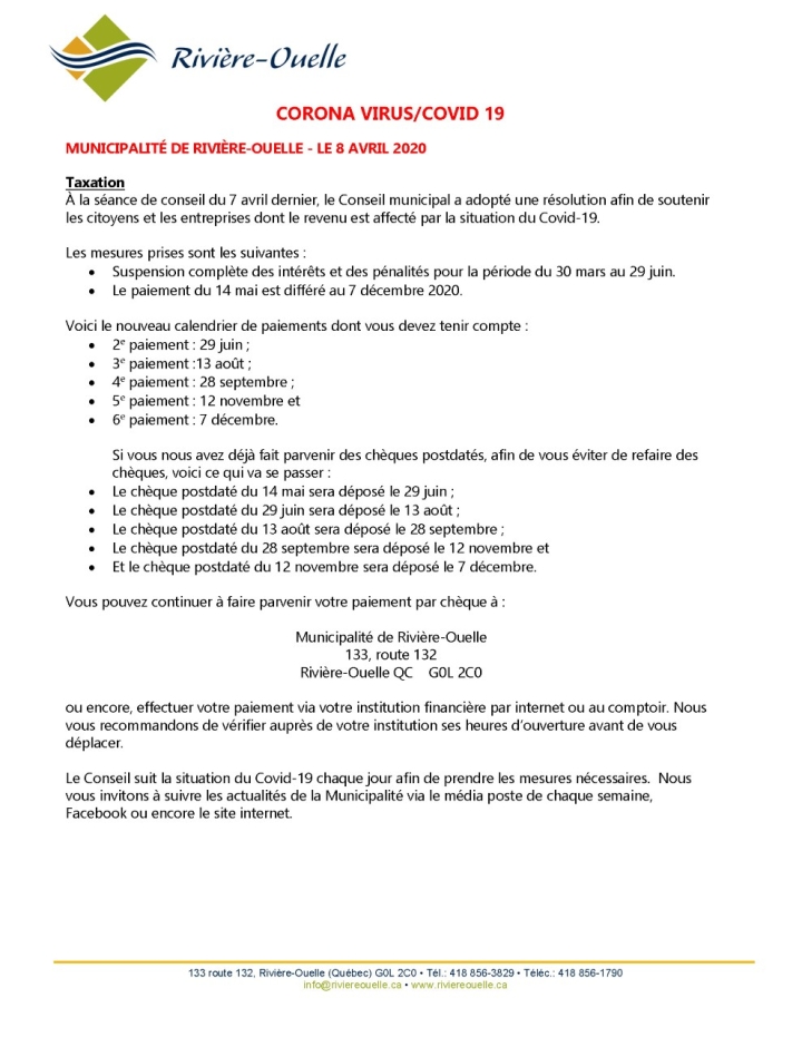Communiqué 8 avril